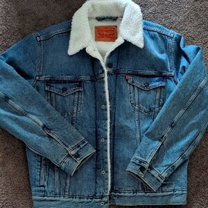Levi's Blue Denim Sherpa Jacket
